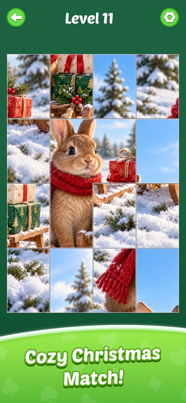 Christmas rabbit jigsawcard puzzle in Pieceora