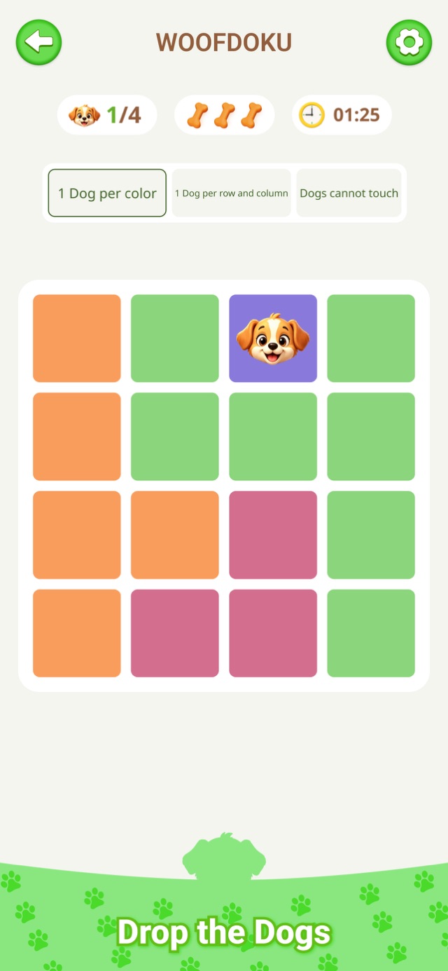 Dog logic puzzle in Woofdoku